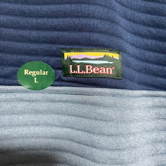 NWT L.L. Bean AirLight Knit Pullover Snap Fleece - Men’s L - Blue Colorblock - Picture 10 of 11